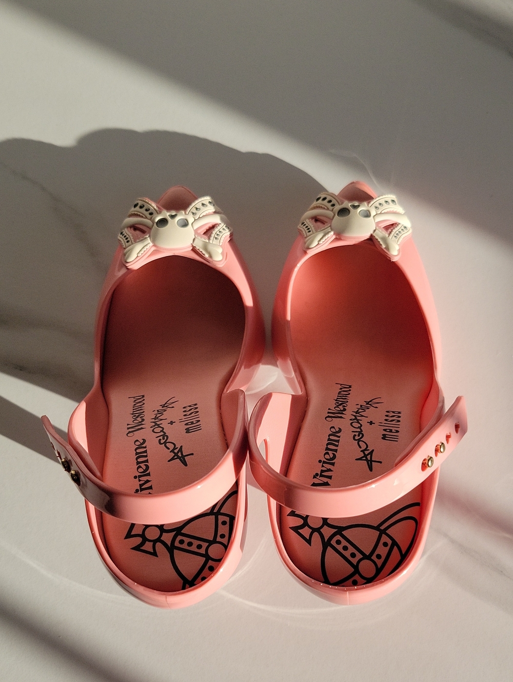 Vivienne Westwood Melissa Pink Skull Bow Peep-Toe Heeled Sandals - Picture 6 of 16